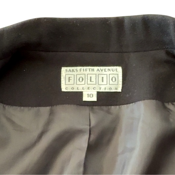 Vintage Saks Fifth Avenue Folio Double Breasted Wool Black Blazer Women’s 10 - Picture 9 of 11